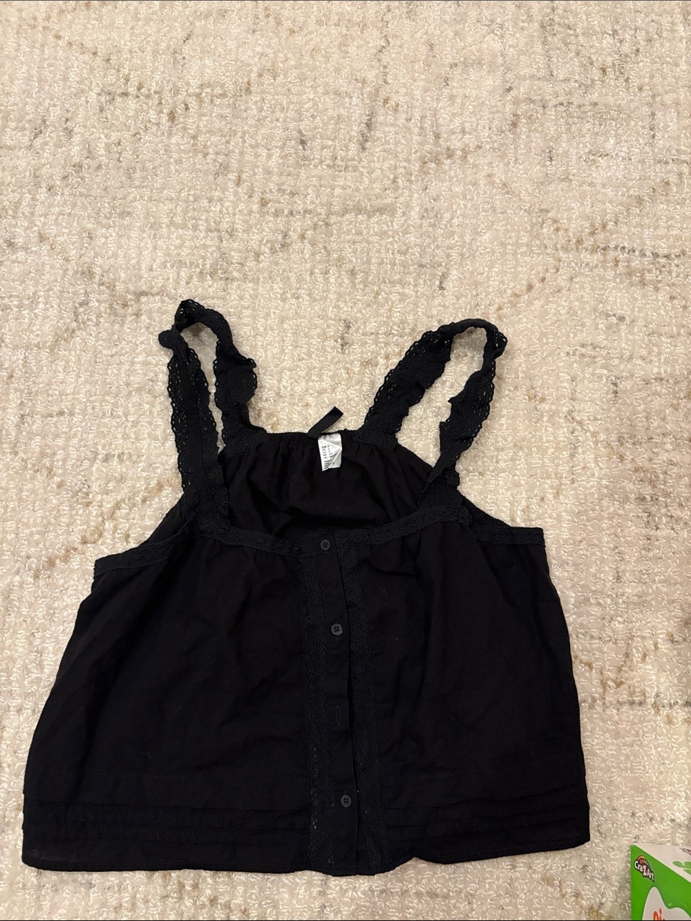 H&M Black Lace-Trim Button Front Camisole